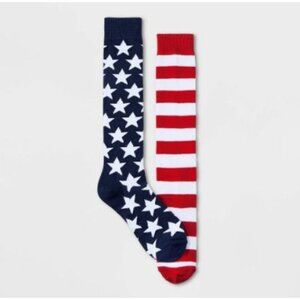 Women's American Flag Knee High Socks Red/White/Navy Size 4-10